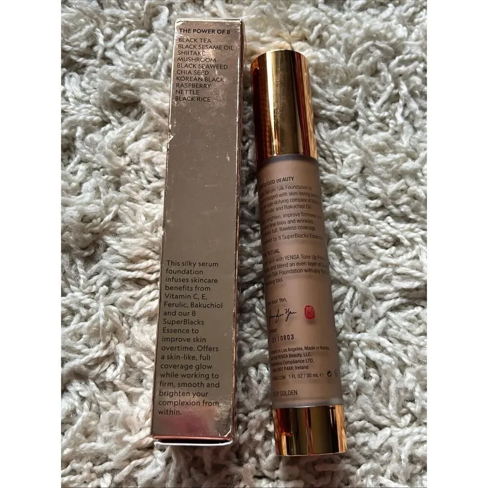 YENSA BEAUTY Super Serum Silk Foundation in Deep Golden 1oz / 30mL Full Size NIB